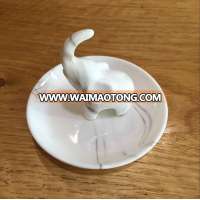 Marble Elephant Figurine Ceramic Jewelry Tray