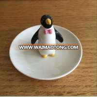 New design cute penguin ceramic ring holder jewelry