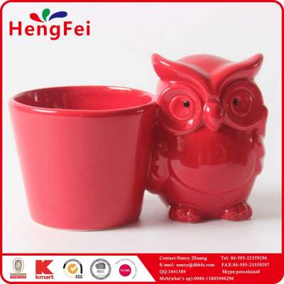 Eco-friendly fashion classic owl shape ceramic candle holders