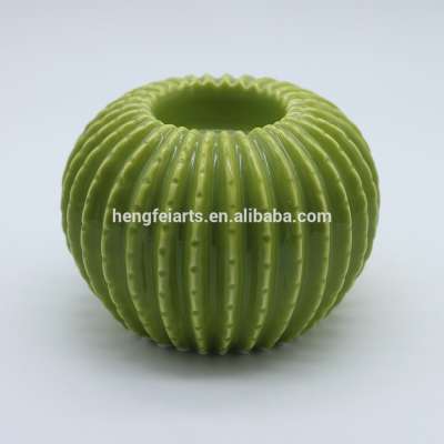 green cactus design desktop decorative ceramic candle holder