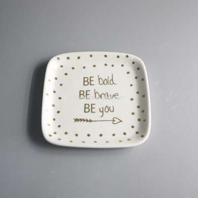 square ceramic ring trinket tray for wedding decor