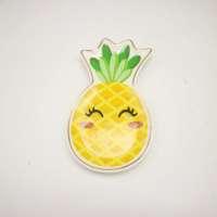 Personalized small size pineapple jewelry tray cheap wholesale ceramic ring dish for home decoration