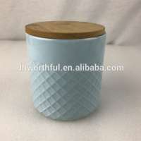 Customized kitchen Ceramic Canister with wooden Lid